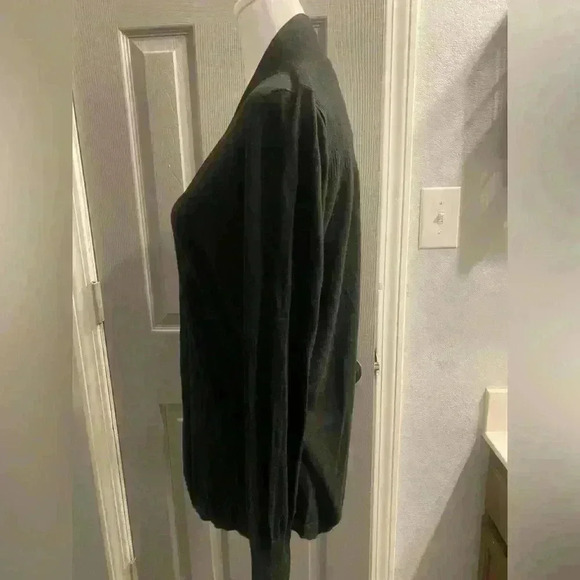 Loft black open cardigan has ribbing on hem cuffs and top back women’s size 14 - Picture 3 of 7